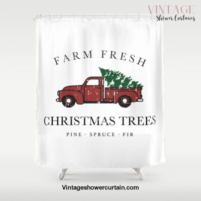 Christmas Tree Farm Vintage Truck Shower Curtain Offical Vintage Shower Curtain Merch