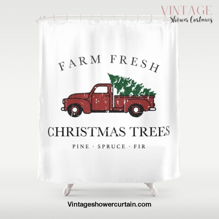 Christmas Tree Farm Vintage Truck Shower Curtain Offical Vintage Shower Curtain Merch