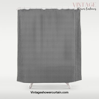 Classic Vintage Black and White Houndstooth Pattern Shower Curtain Offical Vintage Shower Curtain Merch
