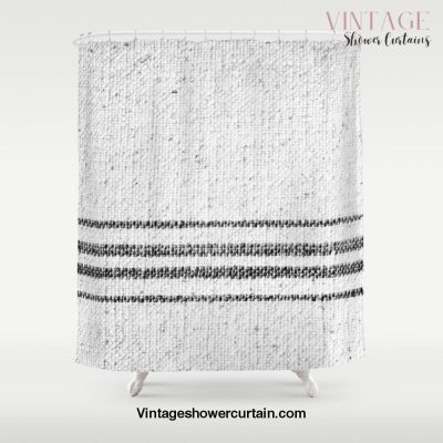 Farmhouse Grain Sack Black Stripes Shower Curtain Offical Vintage Shower Curtain Merch